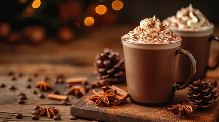 Gartenposter Hot chocolate drink at restaurant © Denisa