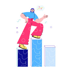 Download doodle mini illustration depicting career growth 