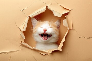 happy kitten - obrazy, fototapety, plakaty