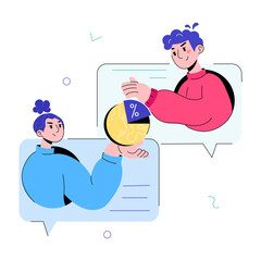 A doodle mini illustration depicting business discussion 