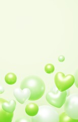 3D背景素材_ハート_緑