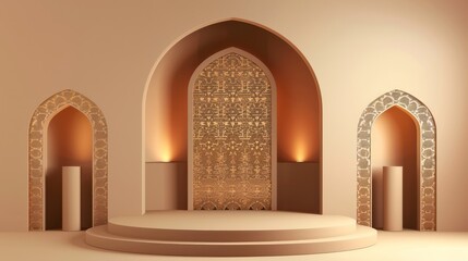 Islamic podium background, modern and minimalist