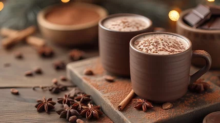 Wandcirkels aluminium Hot chocolate drink at restaurant © Denisa