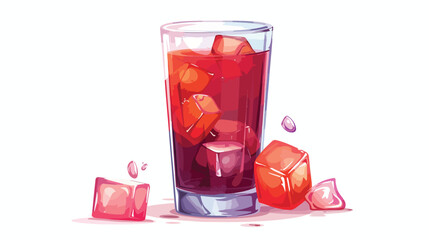 Fototapeta na wymiar Juice in glass cup with ice cube refreshment.