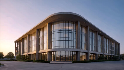 Modern Glass Front office building for business, morning