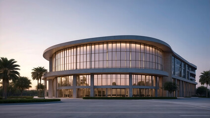 Fototapeta premium Modern Glass Front office building for business, morning