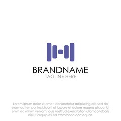 simple barbell letter h flat logo vector