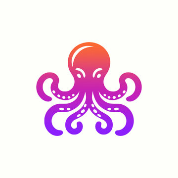 Vector Logo Illustration Octopus Gradient Colorful Style
