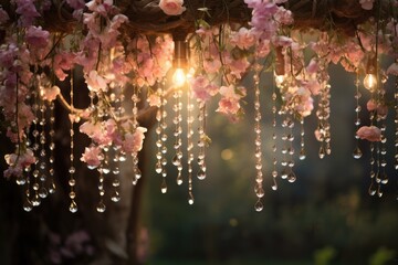 Floral Canopy: Hang jewelry from a floral canopy. - obrazy, fototapety, plakaty