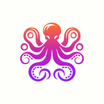 Vector Logo Illustration Octopus Gradient Colorful Style