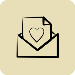 Icon Love Letter. related to Valentine's Day symbol. hand drawn style. simple design editable