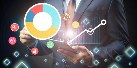 Business Idea Background. Planning to work with business investment goals with technology. Technology, Innovation, Website, Illustration, 3d rendering