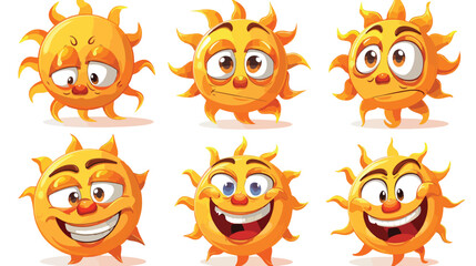 Sun cartoon mascot character facial expression.