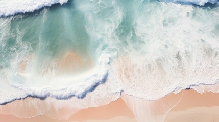 Soft wave of blue ocean on sandy beach. Background. banner