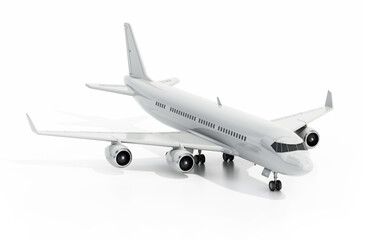 Generic modern passenger airplane isolated on white background. 3D illustration