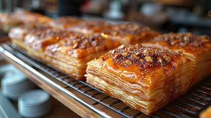 Baklava Istanbul, Turkey, is a layered pastry with layers of nuts and honey