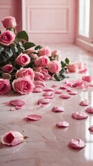 pink whispers of a sparkling tale of fresh soft renewal filled with pink roses