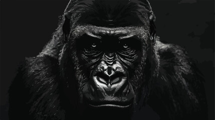 Portrait of a Gorilla Male Severe