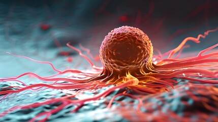3d illustration of the anatomy of a cancer cell - obrazy, fototapety, plakaty