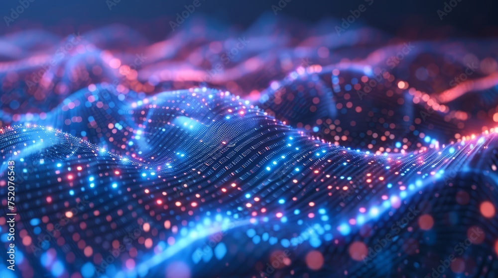 Poster dynamic digital data flow: abstract big data technology background with blockchain transfer and stor