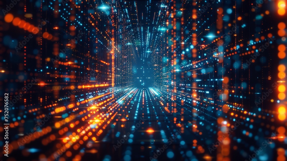 Poster dynamic digital data flow: abstract technology big data background concept with motion. blockchain, 