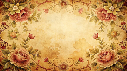 Vintage wallpaper with floral pattern - obrazy, fototapety, plakaty