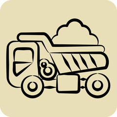 Icon Dump Truck. related to Construction Vehicles symbol. hand drawn style. simple design editable. simple illustration