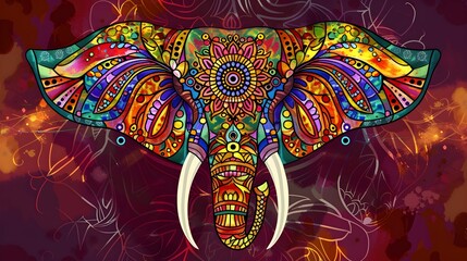 colorful mandala art forming as elephant head