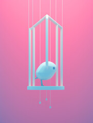 A song unsung its melody trapped in the cage of defeat candy style cute minimal 3D animation