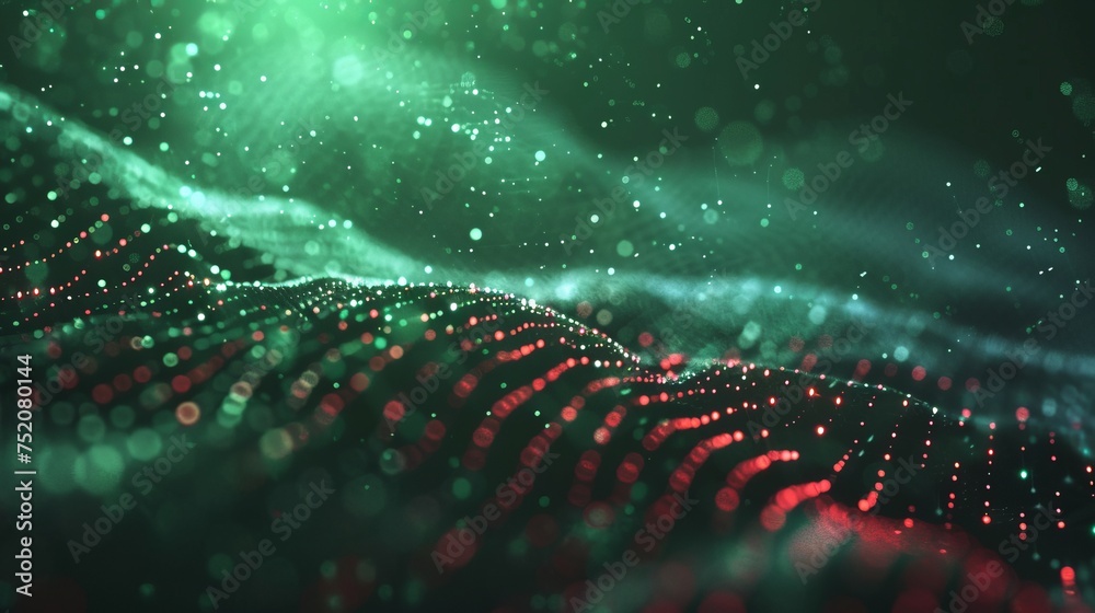 Poster abstract data technology background: connecting dots and lines on dark surface - 3d rendering, 4k