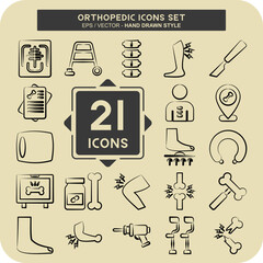 Icon Set Orthopedic. related to Health symbol. hand drawn style. simple design editable. simple illustration