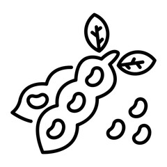 Easy to edit linear icon of soybeans 