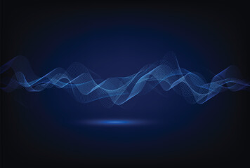 Wave lines flowing dynamic. Artificial intelligence deep learning visualization networks concept for AI, music, sound. Vector illustration - 752081716