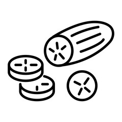 Handy linear icon of cucumber slices 