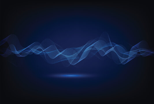 Wave lines flowing dynamic. Artificial intelligence deep learning visualization networks concept for AI, music, sound. Vector illustration