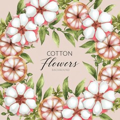 cotton flowers watercolor background