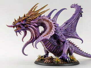 Fototapeta premium Purple dragon model on a white background. 3d rendering.