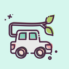Icon Car Charging. related to Ecology symbol. MBE style. simple design editable. simple illustration