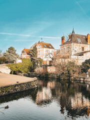 Fototapeta na wymiar Street view of old village Brie-Comte-Robert in France