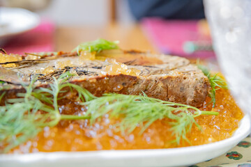 Homemade beef pate with gelee jelly