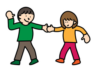 手をつないで楽しそうに歩くカップル