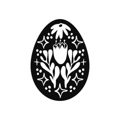 Black Linocut of Easter egg