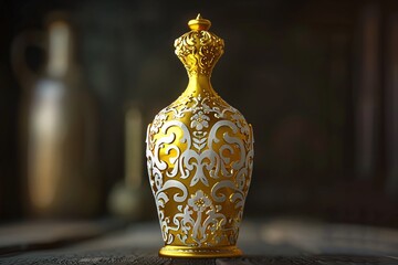a gold and white decorated vase