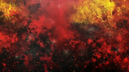 Cosmic expanse filled with red and yellow hues with a multitude of stars.