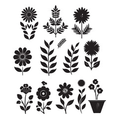 Naklejka premium set of silhouettes of plants