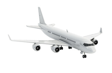 Generic modern passenger airplane isolated on transparent background. 3D illustration