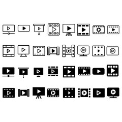 Play video icon vector set. Media player illustration sign collection. Video symbol. Play logo.