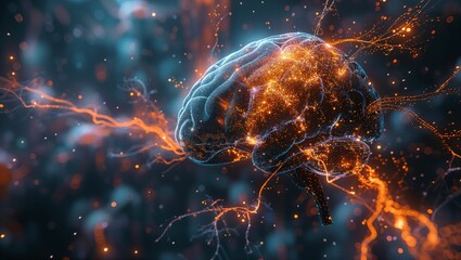 Advanced AI brain interface, neural connections, futuristic technology concept
