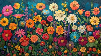 Keuken spatwand met foto Colorful garden of florals a visual delight © Natthakan