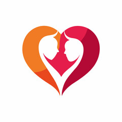 couple forming heart shape in negative space logo vector minimal and modern